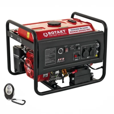 Generator de Curent Pe Benzină Rotakt ROGE3000RC 3.0kW, AVR, Voltmetru, Iesire 12V, Consum de 1,09L/oră oră, Pornire Electrică
